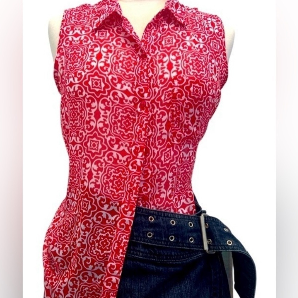 LIZ CLAIBORNE Patterned sheer Sleeveless Top
